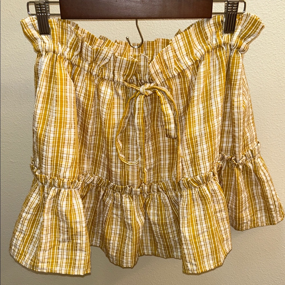 MAJORELLE Mustard Checkered Skirt